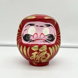 Vintage Japanese HARIKO DARUMA Doll Folk Art Paper Mache Made In Japan Good Luck